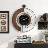 Modern Walnut Marble Dial Wall Clock, Large Wood Metal Frame Silent Non Ticking Wall Clocks for Living Room, Bedroom Decoration, Contemporary Home Wall Decor Gift Idea, 22 in