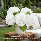Waipfaru 21" Real Touch White Hydrangea Artificial Flowers with Long Stem & Leaves, Full Latex Faux Hydrangea Flowers for Home Decor Party Floral Arrangements Wedding Bouquets Centerpieces, 3Pcs
