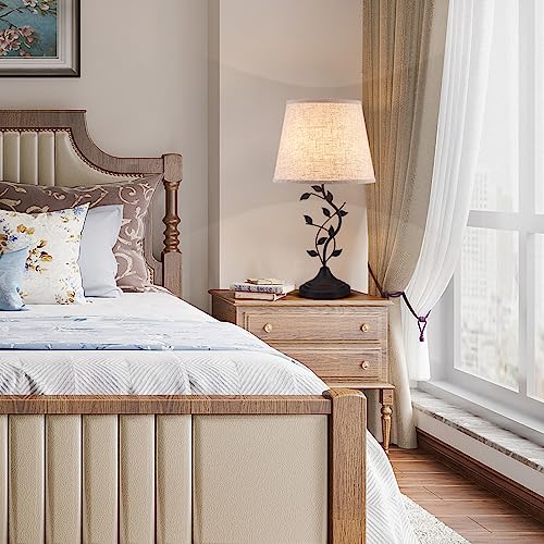 Kakanuo Table Lamp for Bedside, Lamp for Living Room with USB-A and USB-C Charging Ports, Traditional Tall Bedroom Lamp for End Table