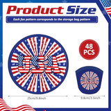 Gejoy 48 Pcs Independence Day Foldable Fan 4th of July Red White and Blue Handheld Round Patriotic Folding Flying Disc for Daily Use Festival Wedding Party Favors Decorations Portable, 8 Style