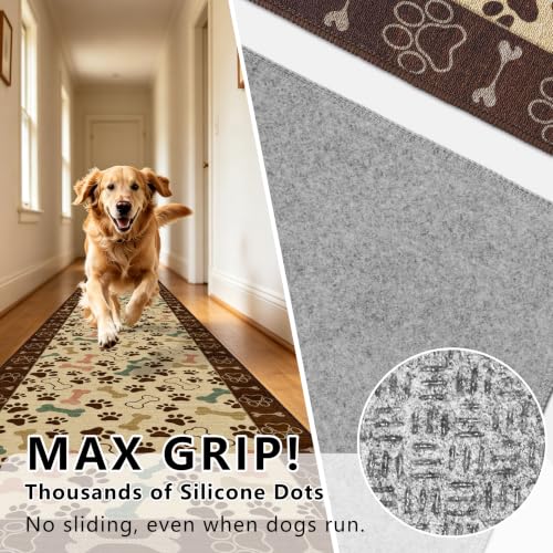 Waterproof 2x6 Runner Rug Non Slip Floor Runners for Dogs, Beige Paws