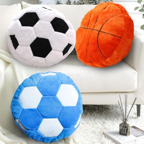 Plush Soccer Pillow, Round Ball Throw Pillow, Football Shaped Decorative Throw Pillow for Kids Room, Sofa, Bed-Soft & Fluffy Birthday Gift for Soccer Enthusiasts 15.7 Inch (40 cm)