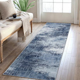 AMADA 2x5 Modern Abstract Washable Area Rug for Entryway Dark Blue