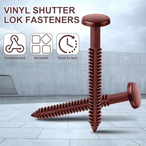 Blulu 60 Pcs 3 Inch Vinyl Shutter Fastener Window Panel Peg Lok Pin Pegs Screws Shutter Spikes Anchor (Burgundy Red)