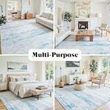 8x10 Washable Area Rug for Living Room Bedroom: Non-Slip Modern Light Blue