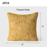 AELS Boho Decorative Textured Throw Pillow Covers 18x18, Organic Modern Mid Century Rainbow Tufted Pillow Case, Farmhouse Rustic Geometric Woven Cushion Case for Bed Couch Sofa, Mustard Yellow