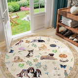 Washable 6ft Round Rugs for Bedroom - 6x6 Feet Circle Area Rugs for Living Room Nursery Non-Slip Stain Resistant Ultra Soft Carpet for Teen Girls and Boys Dorms Home Decor Aesthetic(6ft,Beige/Dog)