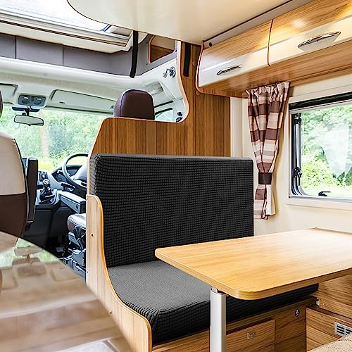 Tlswshsy RV Dinette Cushion Covers-Stretchable Loveseat Sofa Furniture Protector -Elastic Camper Cushion Slipcoversfor RV Camper Car Bench (Black)