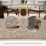 Collive Kitchen Runner Rug, 2' x 4.3' Modern Farmhouse Washable Entryway Door Mat, Tan Bathroom Carpet Hand Woven Reversible Indoor Outddor Rugs for Hallway Foyer Bedroom Decor