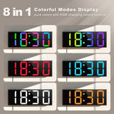 JALL 12" Large Digital Wall Clock, Big LED Number Dispaly, Remote Control, RGB Colors, DST, Night Light for Classroom Living Room Bedroom Birthday Gift for Senior, Men Women (Black, 12 inches)