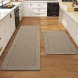 Kitchen Rugs Set of 2, Kitchen Mats for Floor,20x32+20x47 Brown