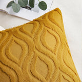 MIULEE Summer Mustard Yellow Throw Pillow Covers 18x18 Inch, Soft Plush Faux Wool Solid Couch Pillows Set of 2, Decorative Farmhouse Boho Cushion Covers for Sofa Living Room Bed Home Decor