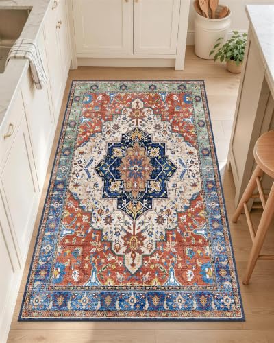 OLANLY 2x4 Washable Accent Rug Non Slip Carpet for Entryway Kitchen Bedside