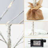 HOLILLUMA Outdoor Christmas Decoration LED Lighted Birch Trees 3 Packs | Christmas Trees with Burlap Decor, Warm White LED Lights, Power Supply by Adapter, Waterproof ,Home Decor(4FT&5FT&6FT)