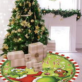 48 Inch Christmas Tree Skirt - Soft and Funny Farmhouse Christmas Tree Collar with Red & Green Trim Decor Xmas Holiday Decoration (Style A)