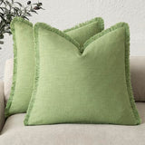 Foindtower Decorative Linen Fringe Throw Pillow Covers 22×22 Lime Green