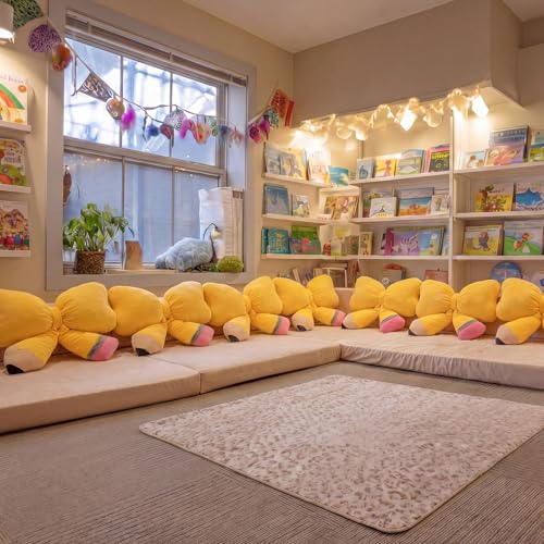 Qunclay Bow Pencil Pillow Back to School Throw Pillow 20''x16'' Soft Yellow Pencil Cushion for Classroom Cute Funny Pillowcase with Cotton Insert for Teacher Classroom Library Living Room Sofa Couch