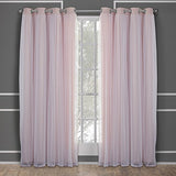 TOWN & COUNTRY LUXE Talia Double Layer Indoor Curtains, Sheer and Room Darkening Blackout, Grommet Top, Energy Efficient, 2-Pack Set, 52"x84", Rose Blush