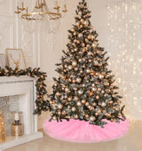 FIABC Christmas Wedding Tree Skirt,45 inch 4-Layer Fluffy Romantic Pleated Sparkly Skirt Decoration Xmas Tree Ornament for Holiday and Party(Pink)