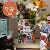 Steel Mill and Co. Ceramic Book Vase - Alice in Wonderland Decorative Vase for Flowers - Bookish Decor Bookshelf