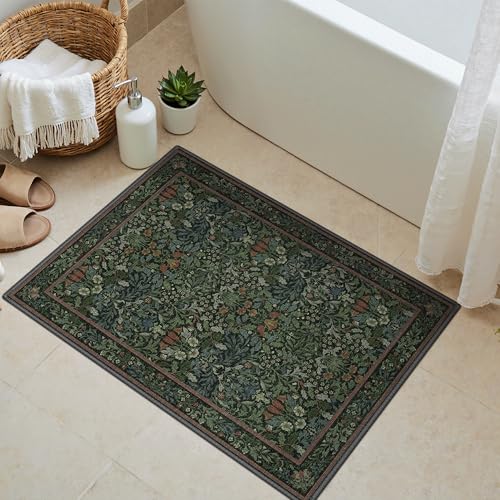 2x4 Washable Small Entryway Rug Non Slip Indoor Door Mat Forest Green
