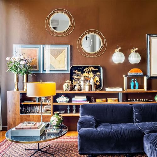 3 Set Round Mirrors for Wall Decor Living Room Bedroom Bathroom Dining Room Metal Circle Mirror Set Boho Decorative Sunburst Wall Art Accent Entryway - Gold 11 in