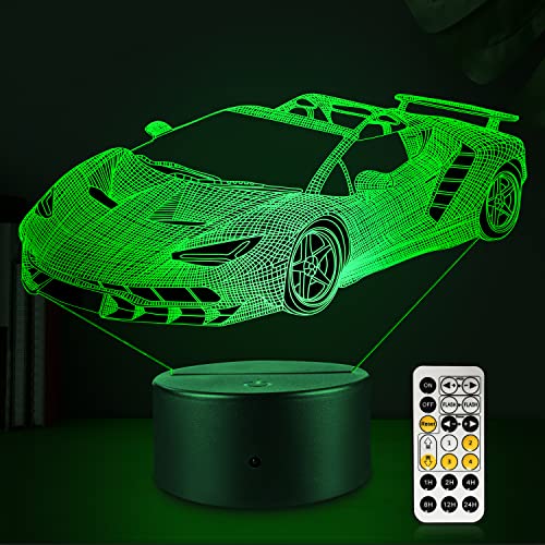 FlyonSea Race Car Gifts,Car Lamp Party Supplies 7 Color Changing Nightlight with Touch and Remote Control（Timer,Cars Light Birthday Christmas Gift