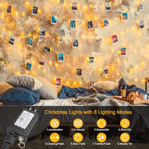 70FT 200LED Christmas String Lights Plug in, Outdoor Indoor Connectable Twinkle Fairy Lights with Timer and 8 Modes, Christmas Tree Lights for Garden Party Wedding Christmas Decoration, Warm White