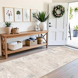 3x12 ft Washable Hallway Runner Rug - Long Non Slip Low Pile Thin Carpet Runners, Modern Abstract Neutral, Stain Resistant for Kitchen, Entryway, Bathroom（Beige Grey,3x12）