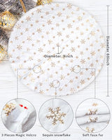 COOLWUFAN 60 Inches Faux Fur Christmas Tree Skirt for Xmas Tree Holiday Party Decoration White Plush Gold Sequin Snowflake (Gold)