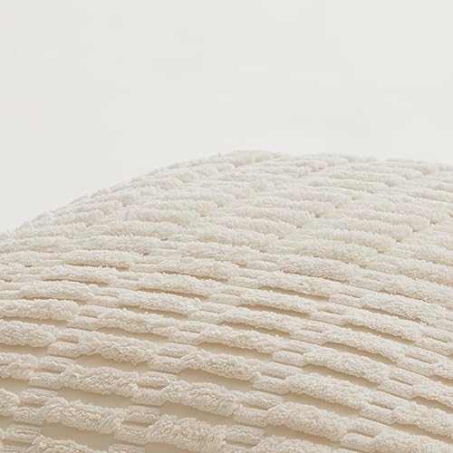 Fancy Homi Decorative Throw Pillow Covers for Bed Couch Bedroom Bench, Soft Corduroy Solid Pillow Case, Rustic Farmhouse Boho Room Decor,36" x 14" (Pack of 1),Cream