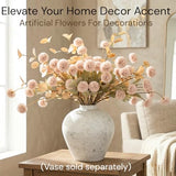 Artificial Flowers for Vase - Beige Silk Mums 10 Long Stems with Eucalyptus, Faux Flowers Home Decor, Neutral Tan Cream Floral Arrangement, Fake Chrysanthemum Pom Pom Stems, Summer Fall Centerpiece