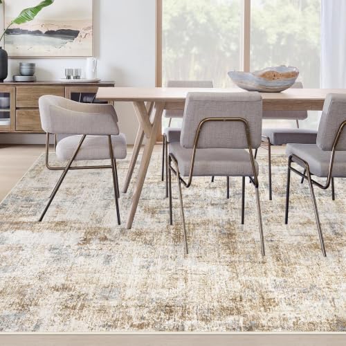 Area Rugs 9x12 Living Room: Washable Rug Modern Abstract Large Rugs Soft Non Slip Neutral Rug Stain Resistant Indoor Carpet for Bedroom Kitchen Dining Room Home Office Rugs(Blue Brown,9'x12')