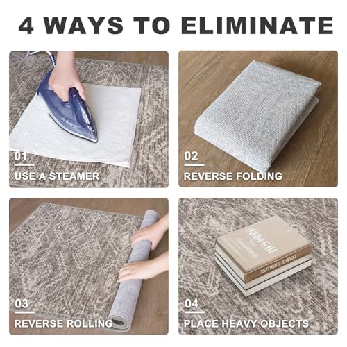 Washable Runner Rug 2x6 ft Non Slip Hallway Runners, Mauve Taupe
