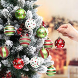 Liliful 12 Pcs 2.4 Inch Christmas Ball Ornaments Glittering Plastic Hanging Decorations Elf Balls Swirl Candy Cane Peppermint Red and Green Christmas Tree Pendants for Xmas Tree Decoration