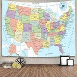 TOMOZ United State Map Tapestry, US Maps Tapestries for Kids Student, Educational Tapestry Wall Hanging for Classroom Bedroom Living Room Dorm Decor 60 x 51Inch