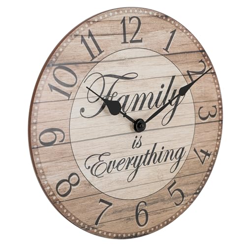 Westclox Wall Clock, 11-Inch Round Analog Clock with Inspirational Dial, Battery Powered, Quartz Movement, Farmhouse Rustic Decor for Living Room, Kitchen, Bedroom (Family is Everything, 11-Inch)