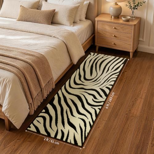 Zebra Hallway Runner Rugs 2×6: Modern Washable Non Slip Kitchen Rug