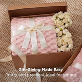 Bedsure Pink Throw Blanket for Couch - 350GSM Fluffy Plush Bubble Blanket for Bed Home Room Decor, GentleSoft Cute Fleece Soft Cozy Gifts for Women Girls, 50x60 Inches
