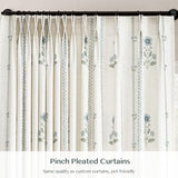 Pinch Pleated Curtains for Living Room Bedroom Dining Room - 84 Inches Light Filtering Floral Curtains Luxury Linen Drapes Farmhouse Window Curtains with Hooks - 2 Panels Set, 40" W x 84" L