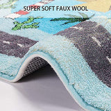Extra Large Kids Playroom Rug Play Carpet 4’ x 6’, Blue Educational Children’s Play Mat, Learning & Have Fun Safely Non-Slip Washable Road Traffic Floor Area Carpet, Great for Kids Room Bedroom