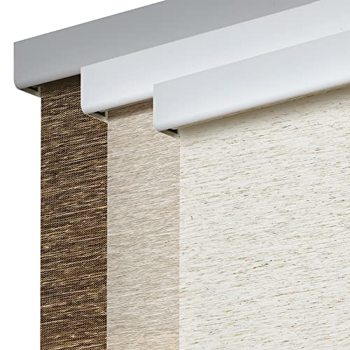 Persilux Free-Stop Cordless Window Blinds Light Filtering Roller Shades for Windows (Cream 34" W x 64" H) Natural Woven Fabric UV Protection Thermal Insulation Roller Blinds for Windows, Home, Door
