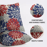 4th of July Pillow Covers 18X18 Inch Set of 2, Patriotic Blue Red Grey Modern Dahlia Floral Print Holiday Decorative Throw Pillow Covers Outdoor Farmhouse Cushion Case for Couch Sofa Bed Decor