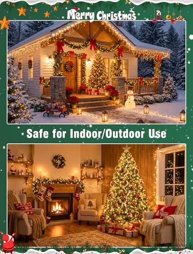 Hopolon Clear Christmas Lights Set 2 Pack 50 Count 13 Feet Incandescent Bulb Green Wire Mini String Lights for Indoor Outdoor Christmas Tree Garland Birthday Wedding Festival Decoration, Warm White