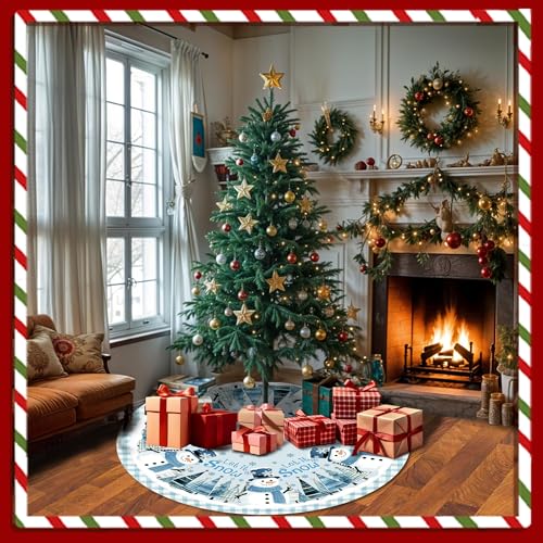 Snowman Christmas Tree Skirt 36 Inch - Snowman Tree Skirts Christmas Trees Decorations Indoor Winter Xmas Decorations for Home Party Holiday Decor