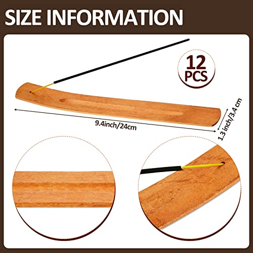 Cunhill 12 Pieces Handmade Wooden Incense Stick Holder Wood Incense Burner Ash Holder Trays for Sticks Home Utilities Accessories and Buddha Hall