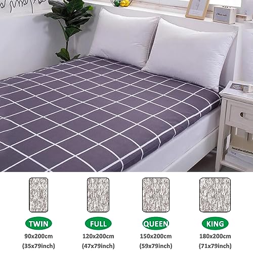 Zippered Mattress Cover,Washable Cotton Cover for Traditional Japanese Floor Futon Mattress,Skin-Friendly Japanese Futon Slipcovers,Yellow,Twin(Thin)