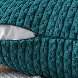 MIULEE Decorative Throw Pillow Covers 18x18 Teal Blue Textured Corduroy