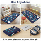 Hopscotch Rug for Kids Indoor, Hop Scotch Mat Non-Slip Carpet, Educational Hopscotch Game Rug with Numbers, Washable Play Mat for Classroom Bedroom, Indoor Hopscotch for Boys Girls