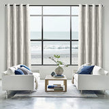 Beige and Silvery 100% Blackout Jacquard Geometric Pattern Curtains,52 Inch Wide 84 Inches Long 2 Panels, Thermal Insulated Noise Reducing Anti-Rust Grommet Drapes for Bedroom Living Room, Cream